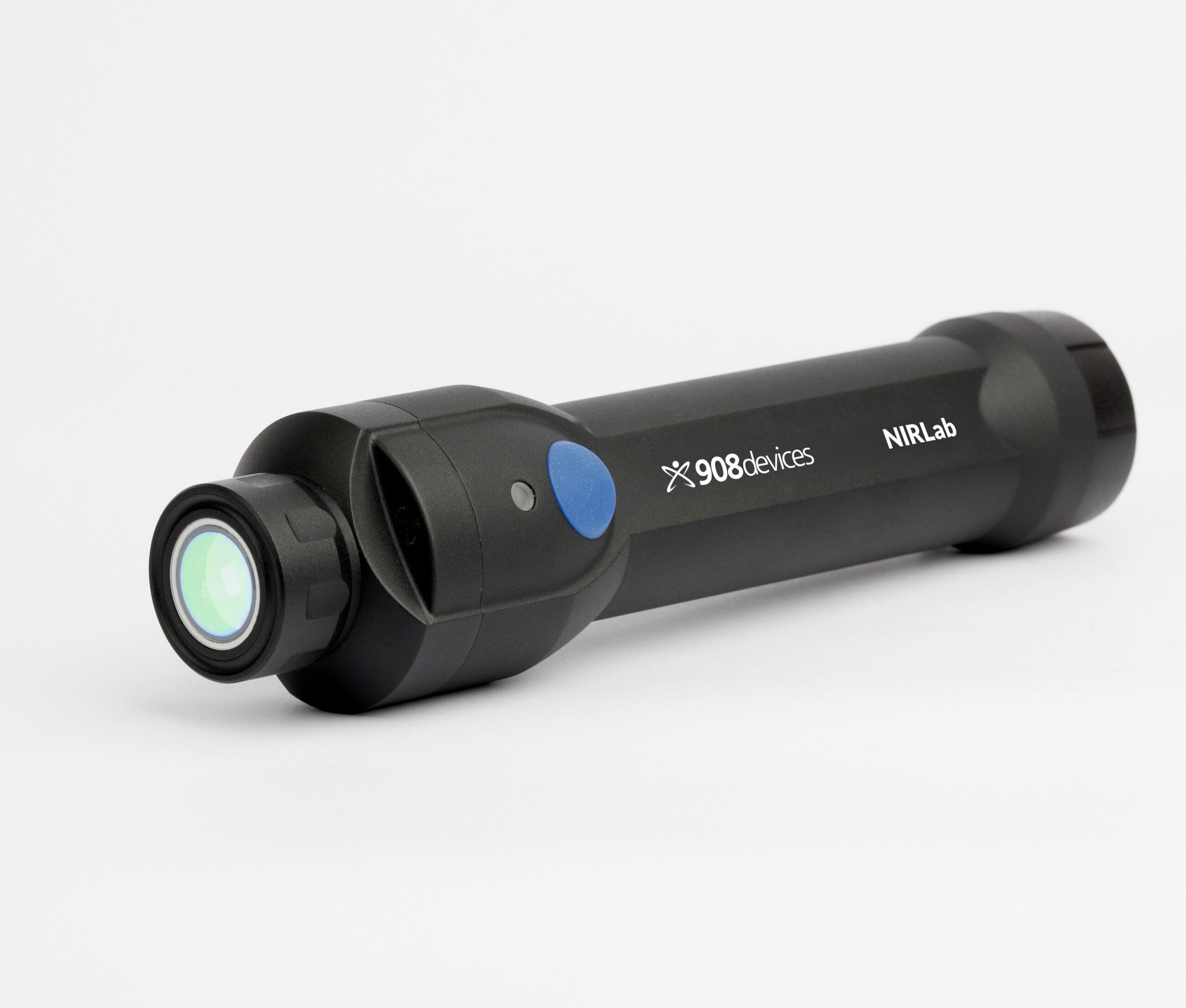 The NIRStudio handheld NIR spectrometer with its optical window and scan button