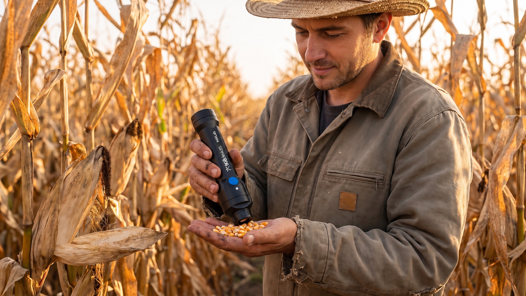 Farmer checking corn in the field