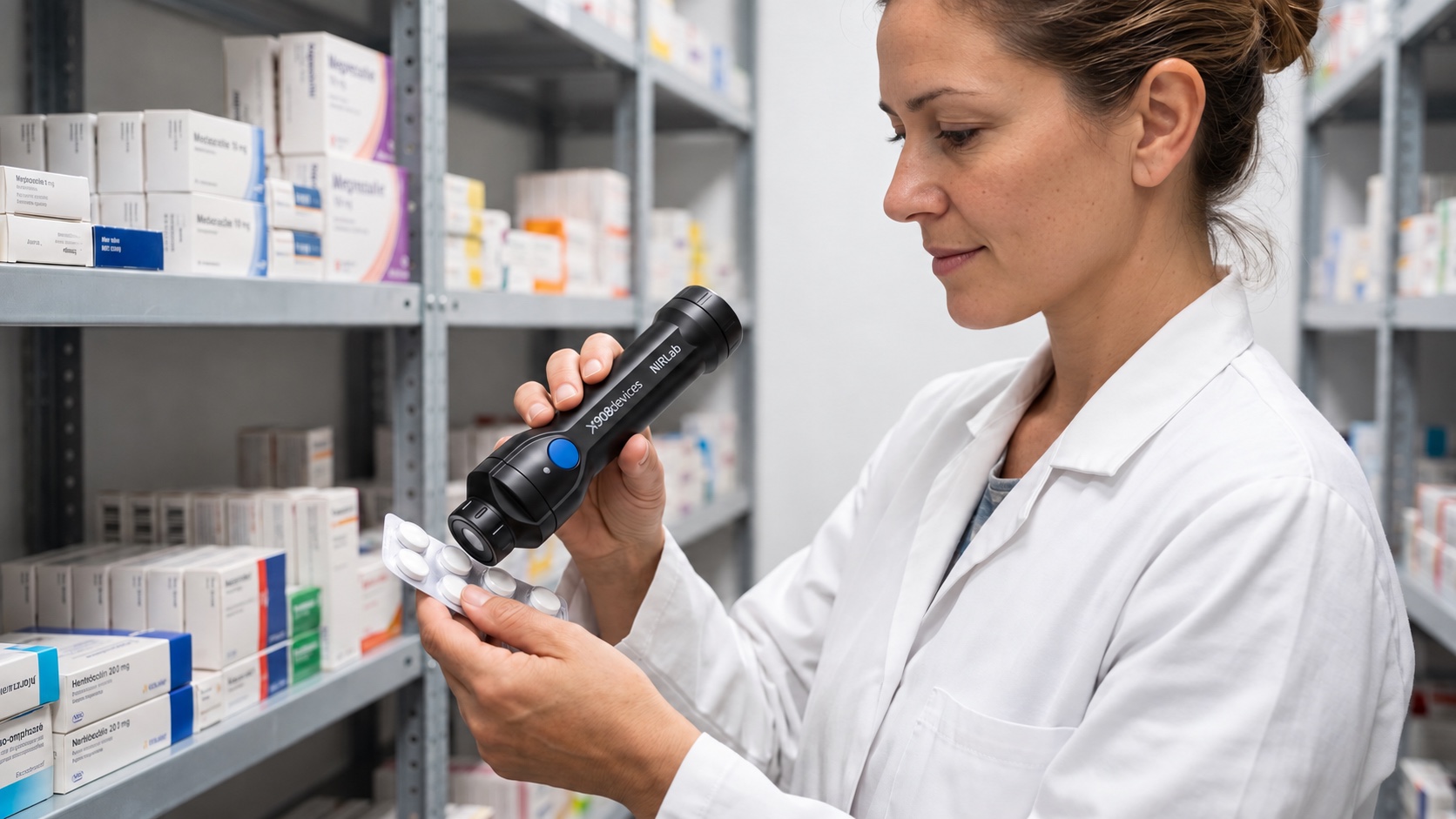 Inspector checking medicines